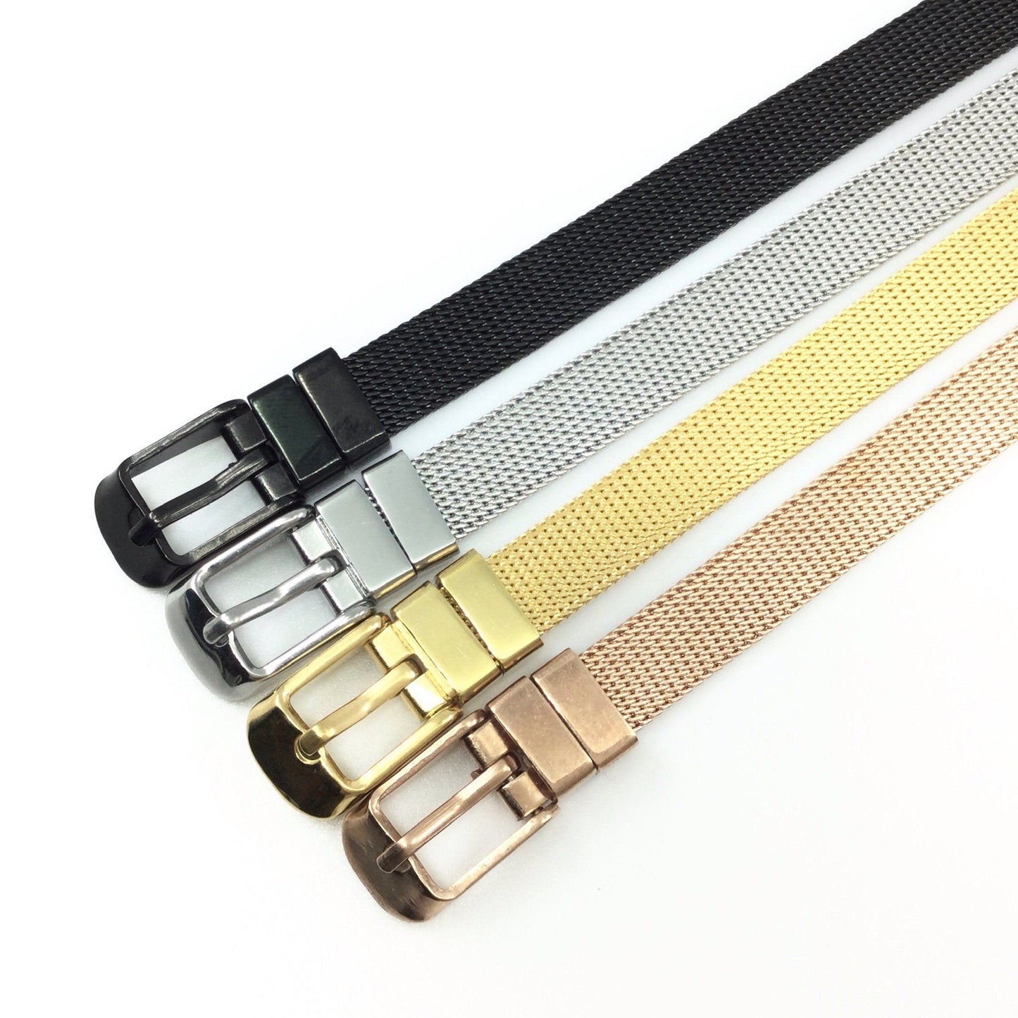Plain Stainless Steel Mesh Adjustable Wristband Bracelet 8mm - You Pick
