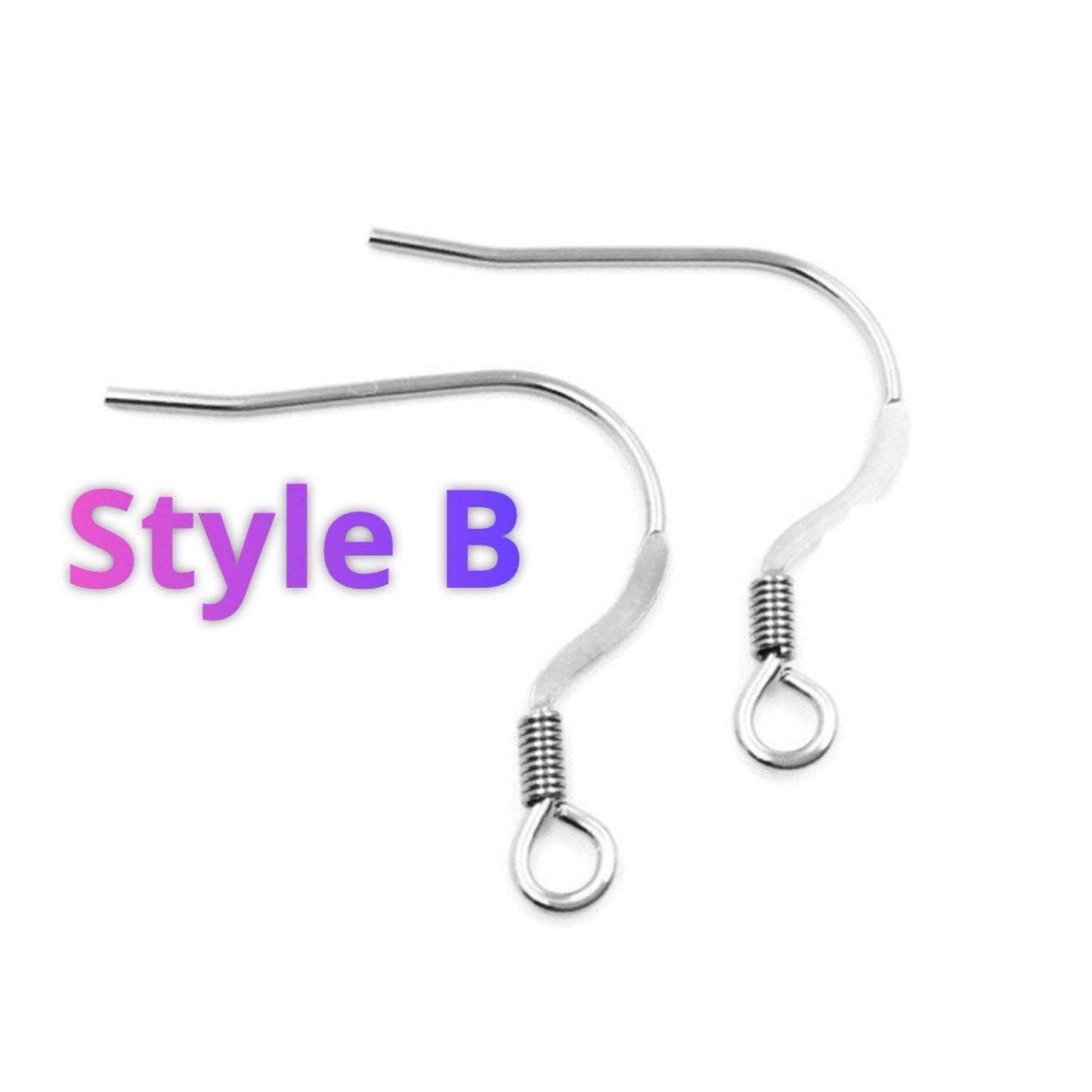 Regular Coil Style B Surgical 316L Stainless Steel Hypo-Allergenic French Ear Wire