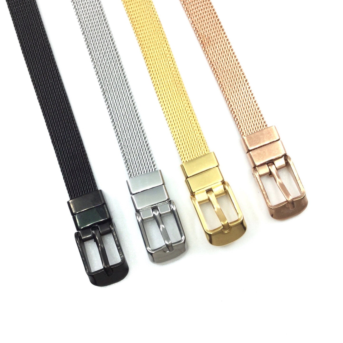 Plain Stainless Steel Mesh Adjustable Wristband Bracelet 8mm - You Pick