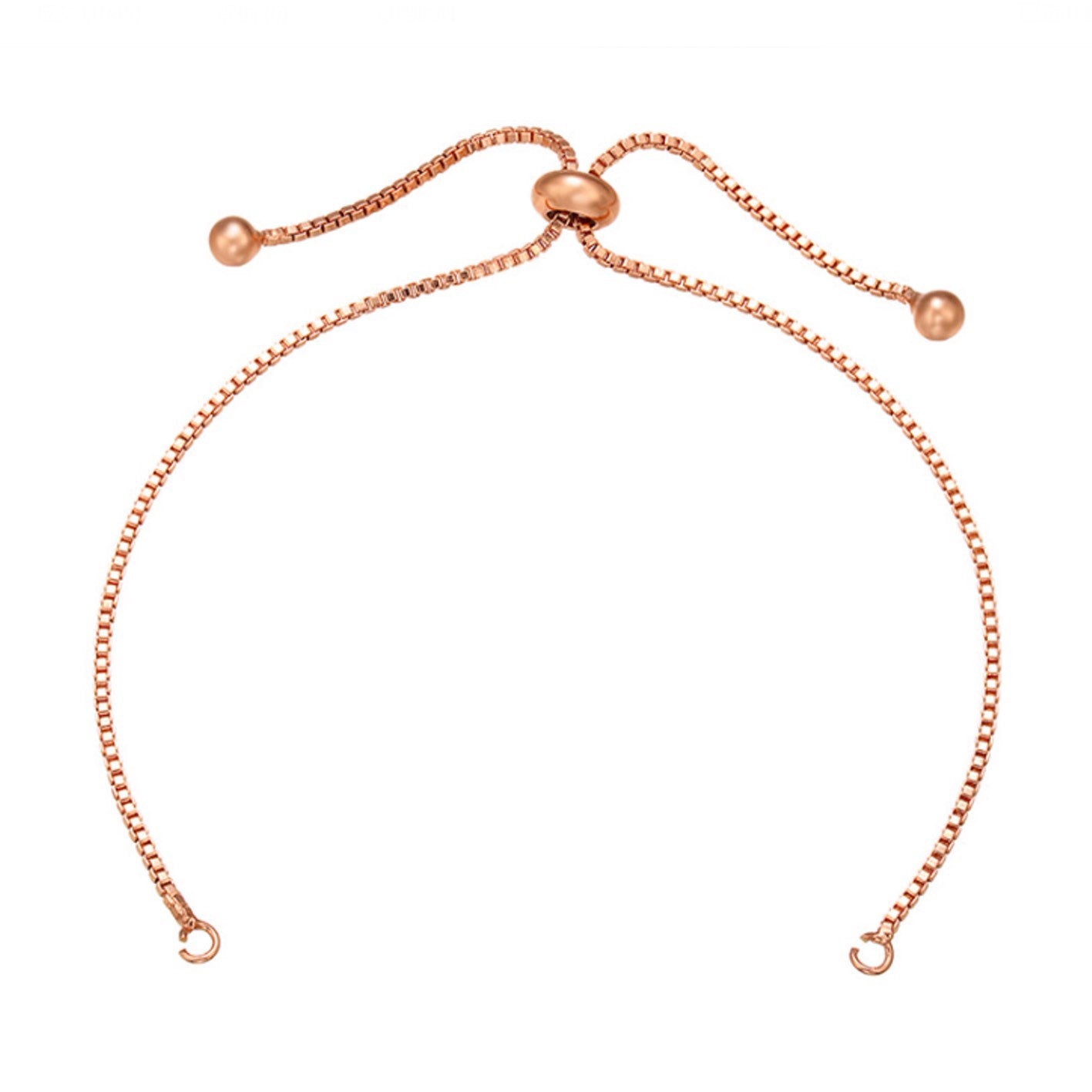 Bolo Bracelet Adjustable Brass High Quality Plated Box Chain Slider Clasp Ball End Semi Finished
