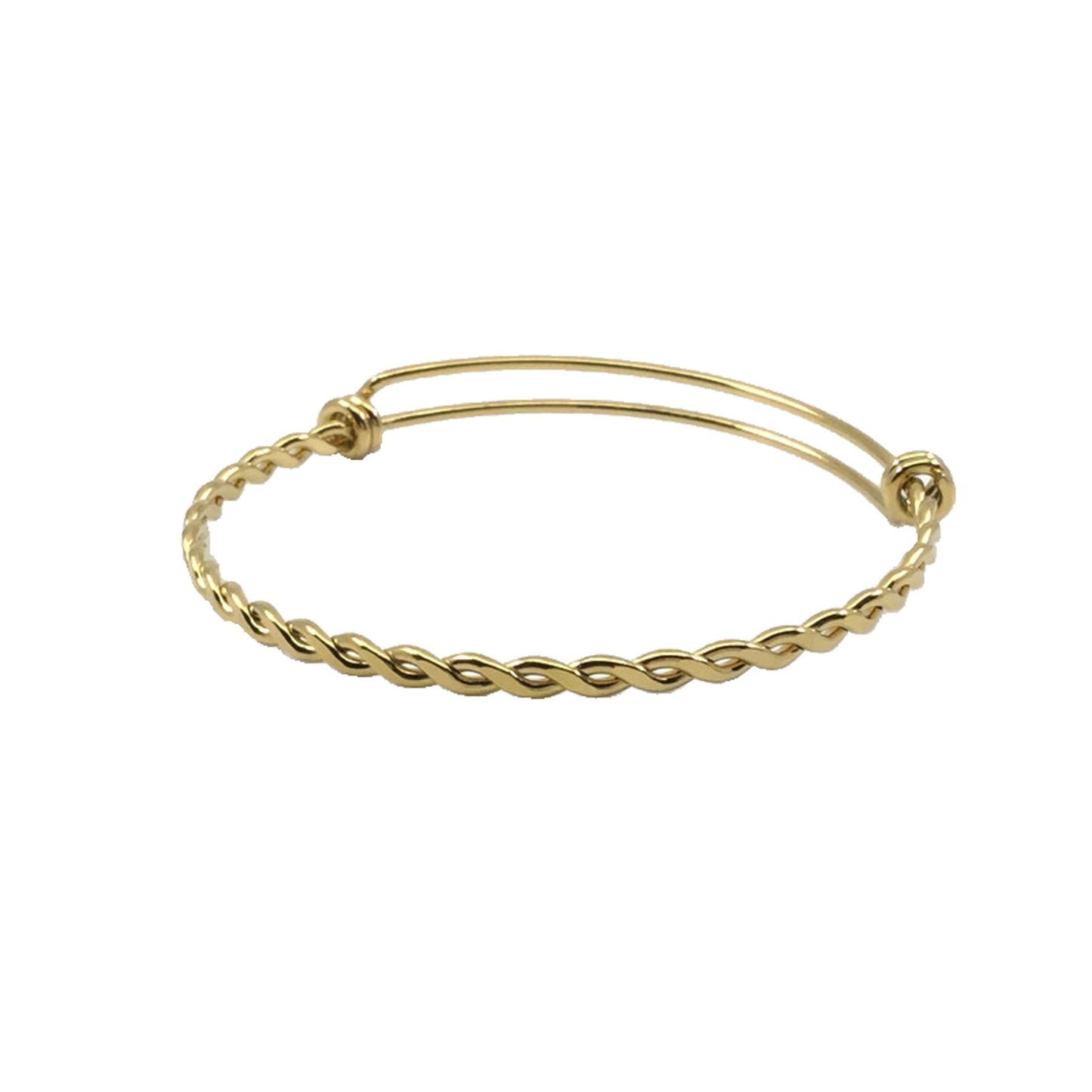 Budget version FLAT BRAIDED TWISTED Stainless Steel Adjustable Wire Bangle Bracelet 60mm diameter 3 Color Options
