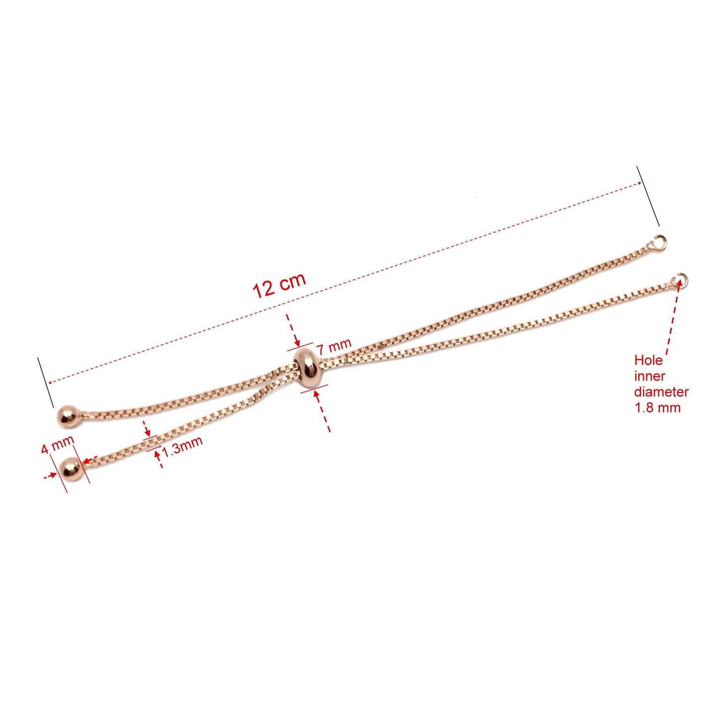 Bolo Bracelet Adjustable Brass High Quality Plated Box Chain Slider Clasp Ball End Semi Finished