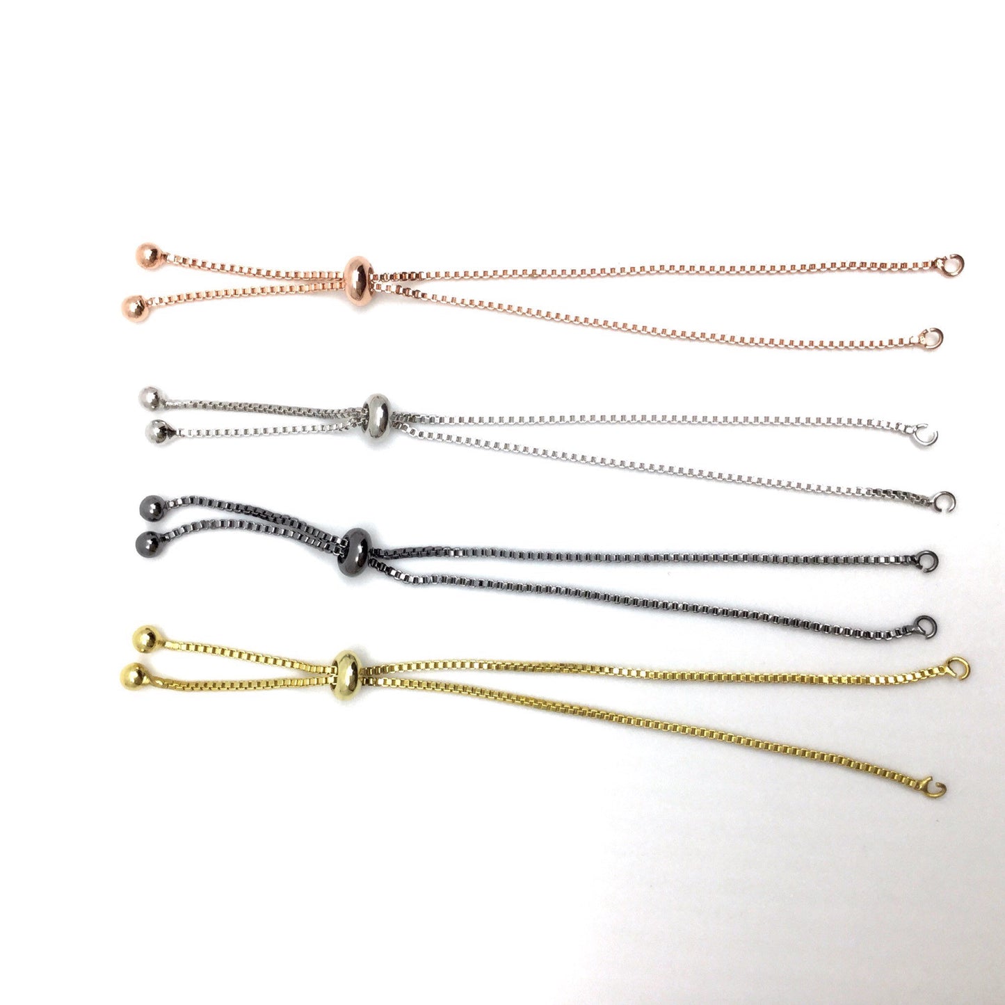 Bolo Bracelet Adjustable Brass High Quality Plated Box Chain Slider Clasp Ball End Semi Finished