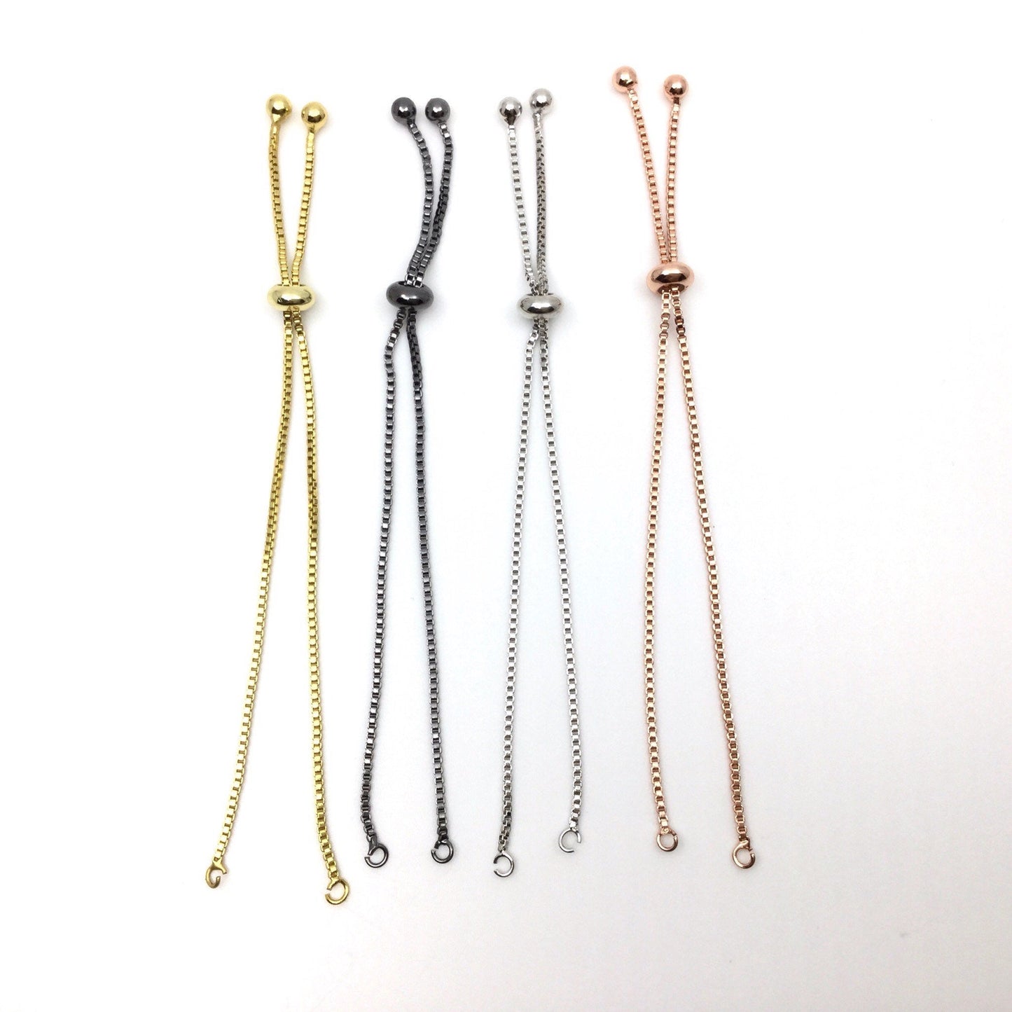 Bolo Bracelet Adjustable Brass High Quality Plated Box Chain Slider Clasp Ball End Semi Finished