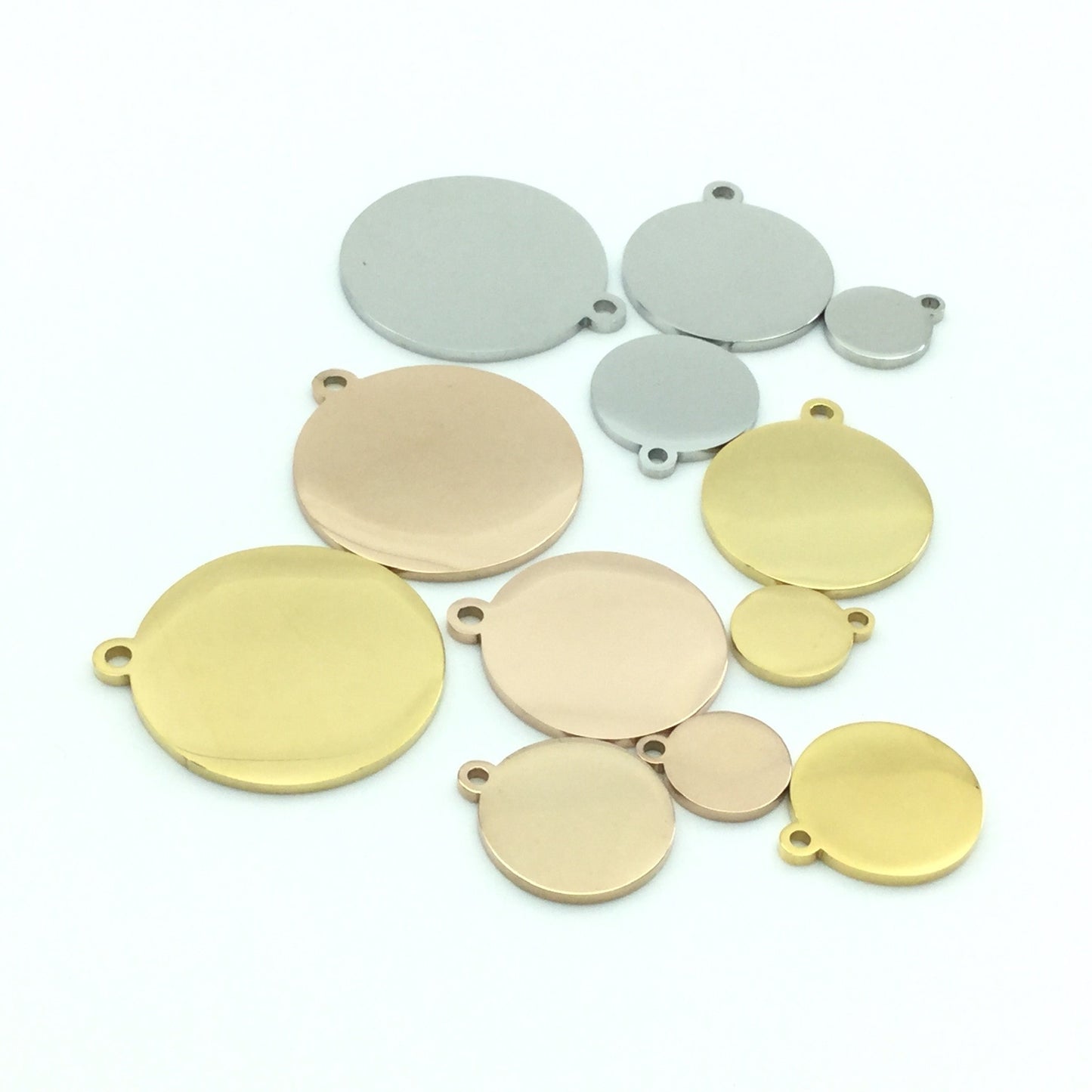 5 pcs Stainless Steel Round Charms / Pendants Disc Circle Blank Engravable Stamping 10mm 15mm 20mm 25mm