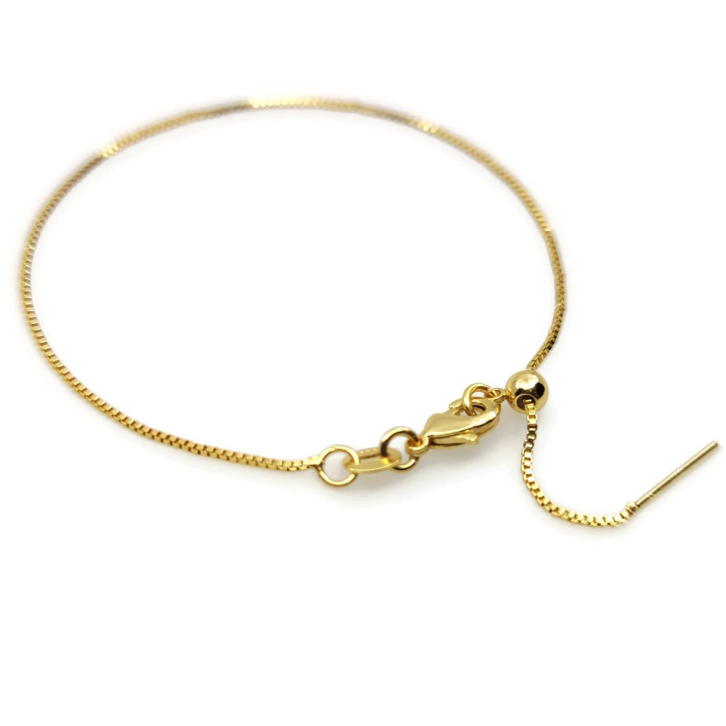 Pin Stopper Adjustable Box Chain Bracelet Slider Clasp Add Your Own Bead Brass High Quality Plated