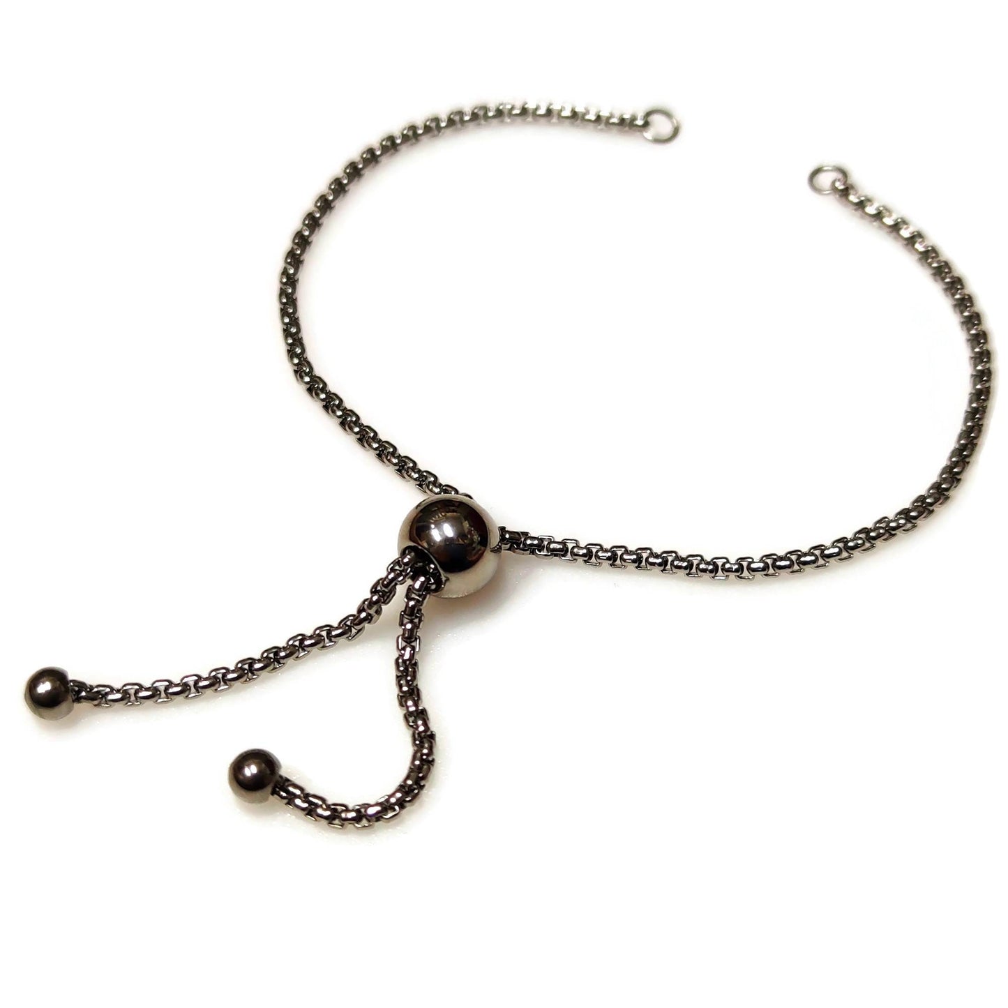 Bulk Adult Size Round Ball Slider Clasp Stainless Steel Bolo Bracelet Adjustable 1.8mm Round Box Chain Semi Finished Ball End