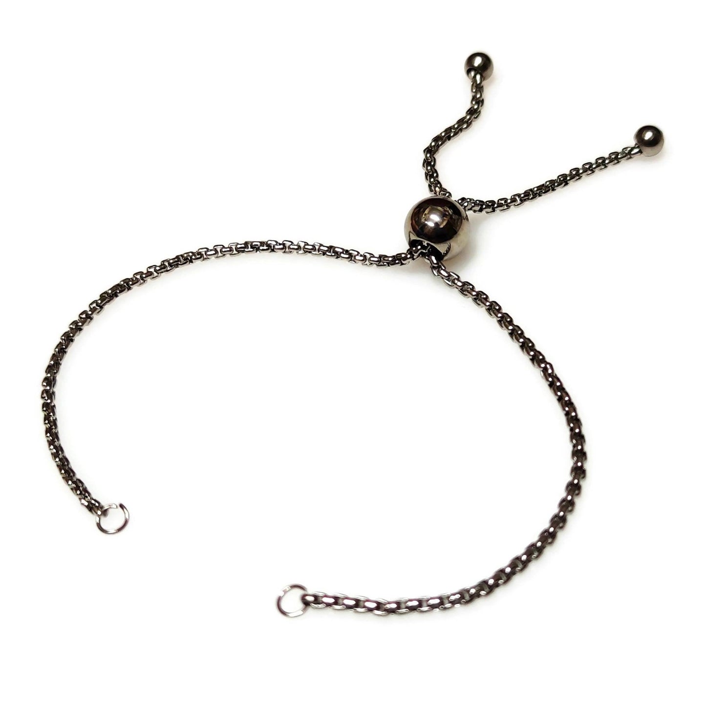 Bulk Adult Size Round Ball Slider Clasp Stainless Steel Bolo Bracelet Adjustable 1.8mm Round Box Chain Semi Finished Ball End