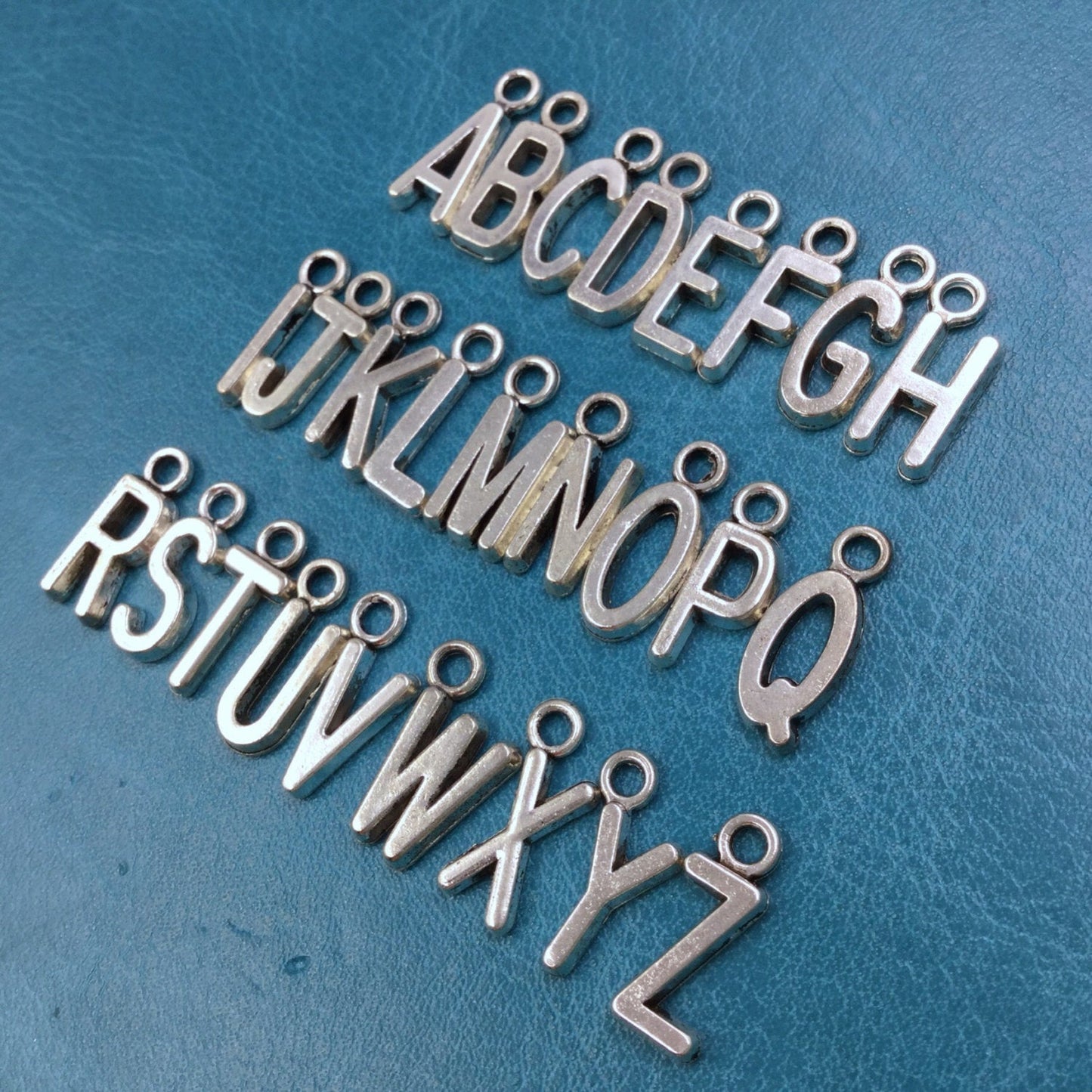 104pcs - 4 sets of 26 pcs Tibetan Silver Alphabet Letter Initial Long Font Charms