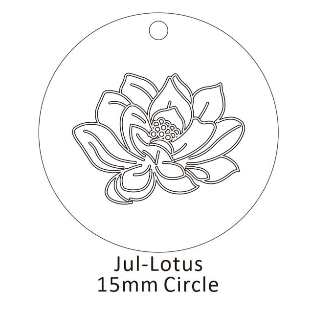 Delicate Birth Flowers Necklace Carnation Rose Charms Layering Flower Month Disc Necklace Jewelry Mother Women Gift 15mm, 18inch
