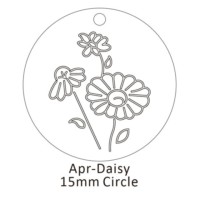 Delicate Birth Flowers Necklace Carnation Rose Charms Layering Flower Month Disc Necklace Jewelry Mother Women Gift 15mm, 18inch