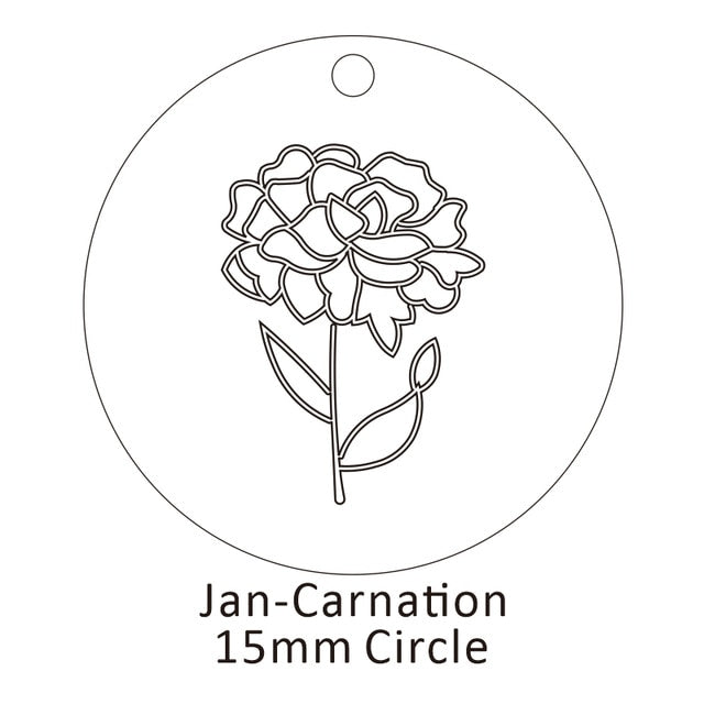 Delicate Birth Flowers Necklace Carnation Rose Charms Layering Flower Month Disc Necklace Jewelry Mother Women Gift 15mm, 18inch