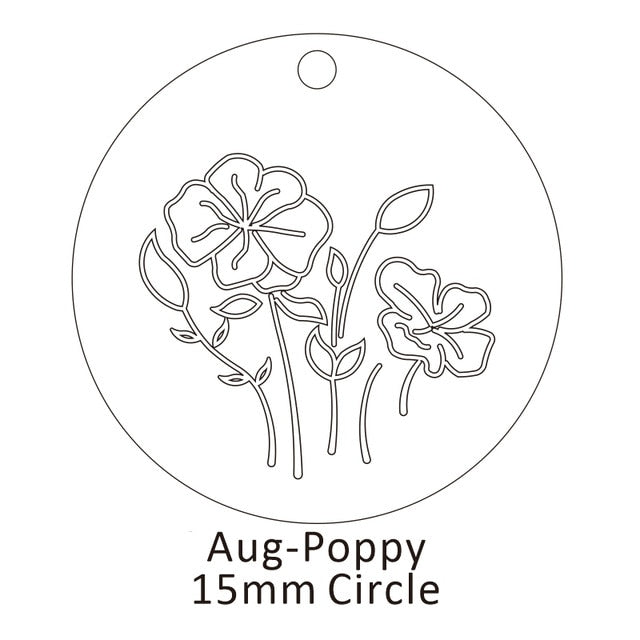 Delicate Birth Flowers Necklace Carnation Rose Charms Layering Flower Month Disc Necklace Jewelry Mother Women Gift 15mm, 18inch