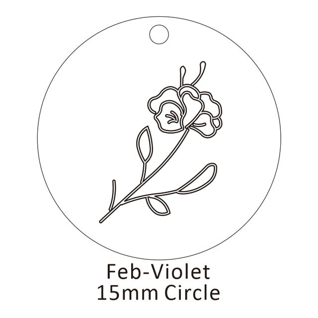 Delicate Birth Flowers Necklace Carnation Rose Charms Layering Flower Month Disc Necklace Jewelry Mother Women Gift 15mm, 18inch