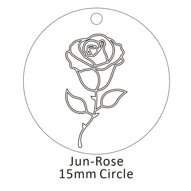 Delicate Birth Flowers Necklace Carnation Rose Charms Layering Flower Month Disc Necklace Jewelry Mother Women Gift 15mm, 18inch