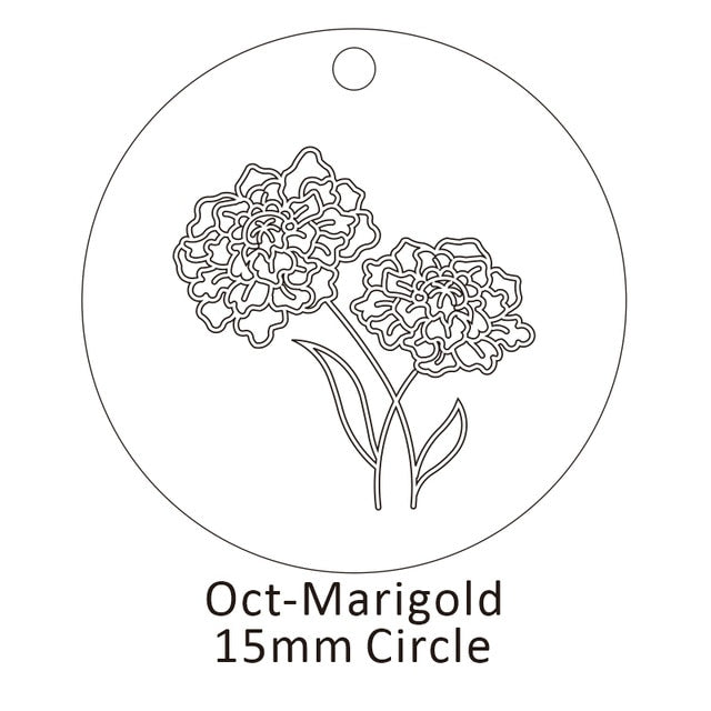 Delicate Birth Flowers Necklace Carnation Rose Charms Layering Flower Month Disc Necklace Jewelry Mother Women Gift 15mm, 18inch