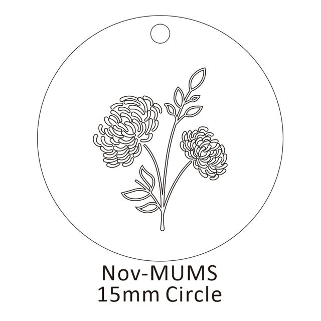 Delicate Birth Flowers Necklace Carnation Rose Charms Layering Flower Month Disc Necklace Jewelry Mother Women Gift 15mm, 18inch