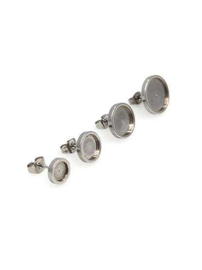100pcs Stainless Steel 316L Thick Rim Stud Earring Round Bezel Setting Blanks DIY Earring Jewelry Findings