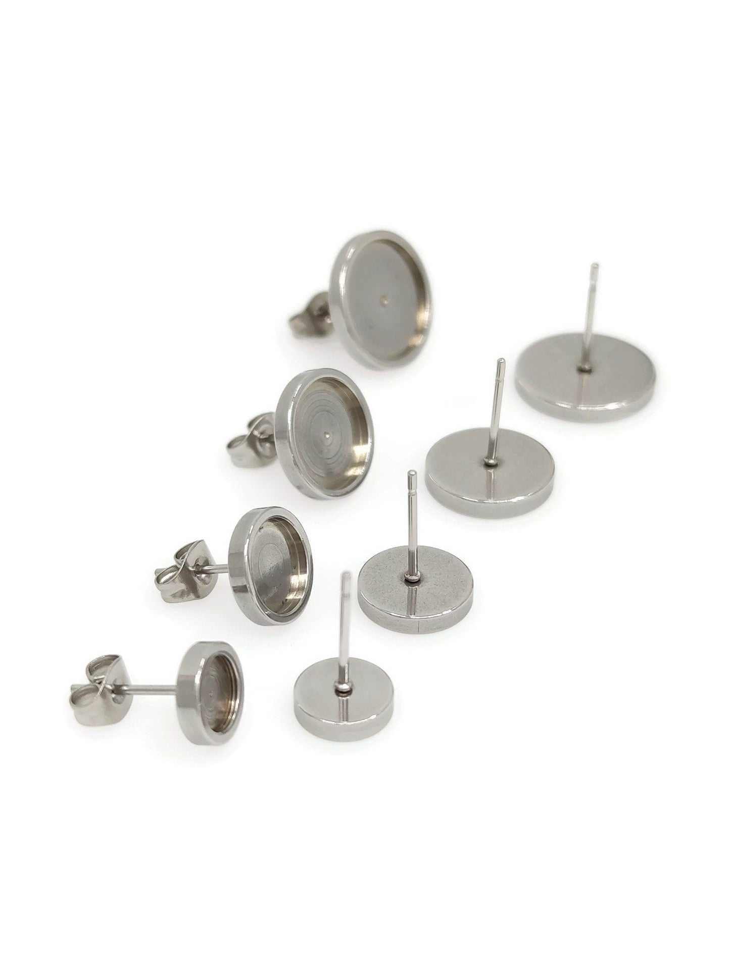100pcs Stainless Steel 316L Thick Rim Stud Earring Round Bezel Setting Blanks DIY Earring Jewelry Findings
