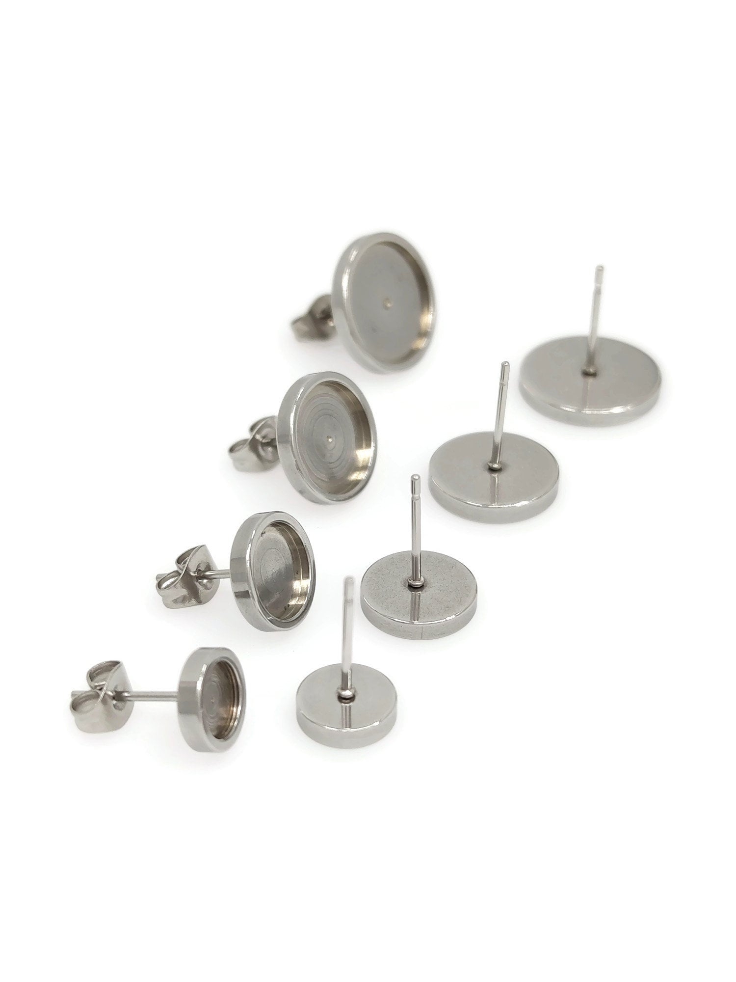 100pcs Stainless Steel 316L Thick Rim Stud Earring Round Bezel Setting Blanks DIY Earring Jewelry Findings