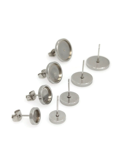 100pcs Stainless Steel 316L Thick Rim Stud Earring Round Bezel Setting Blanks DIY Earring Jewelry Findings