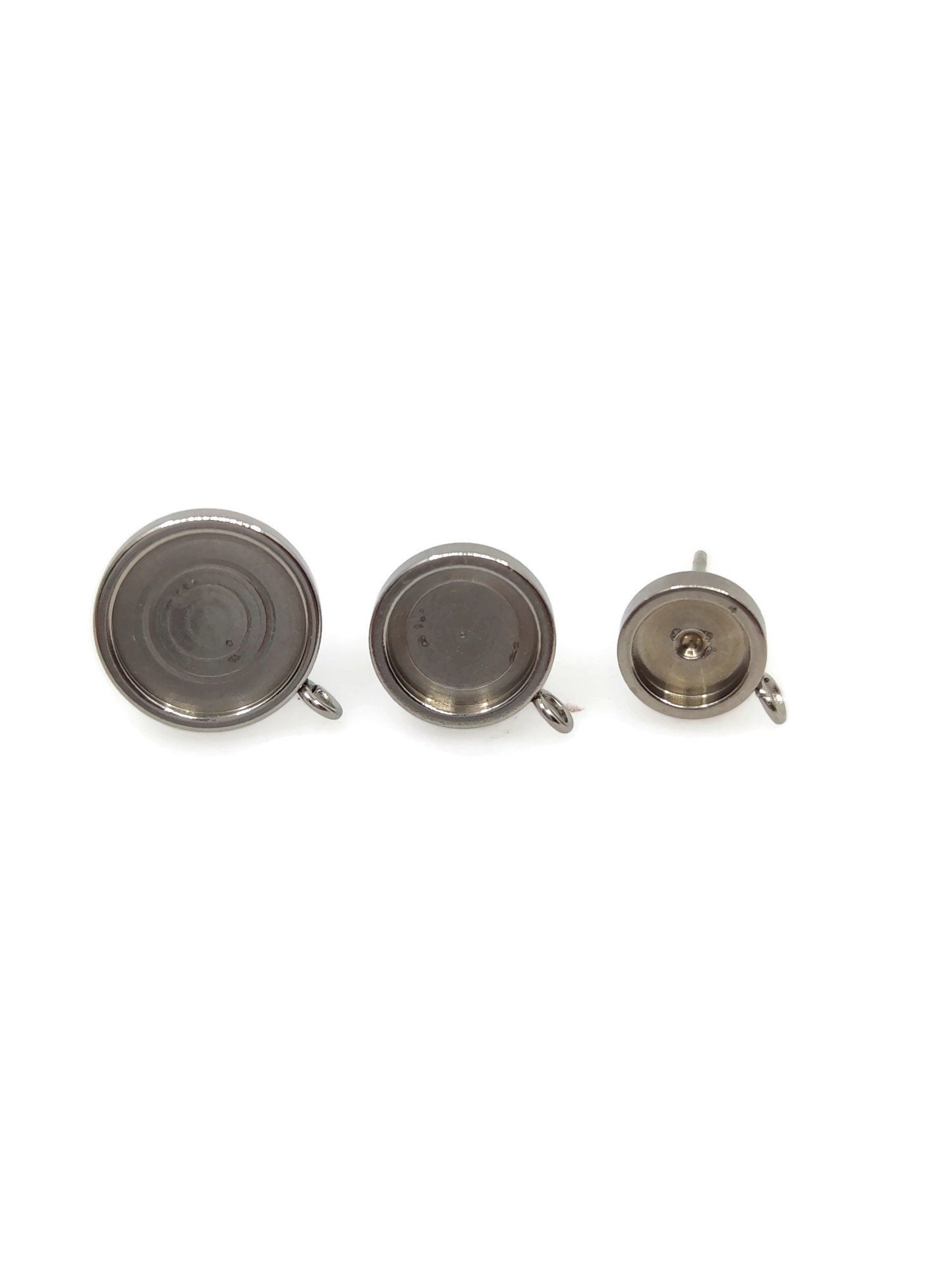 100pcs Stainless Steel 316L Thick Rim with loop Stud Earring Round Bezel Setting Blanks DIY Earring Jewelry Findings