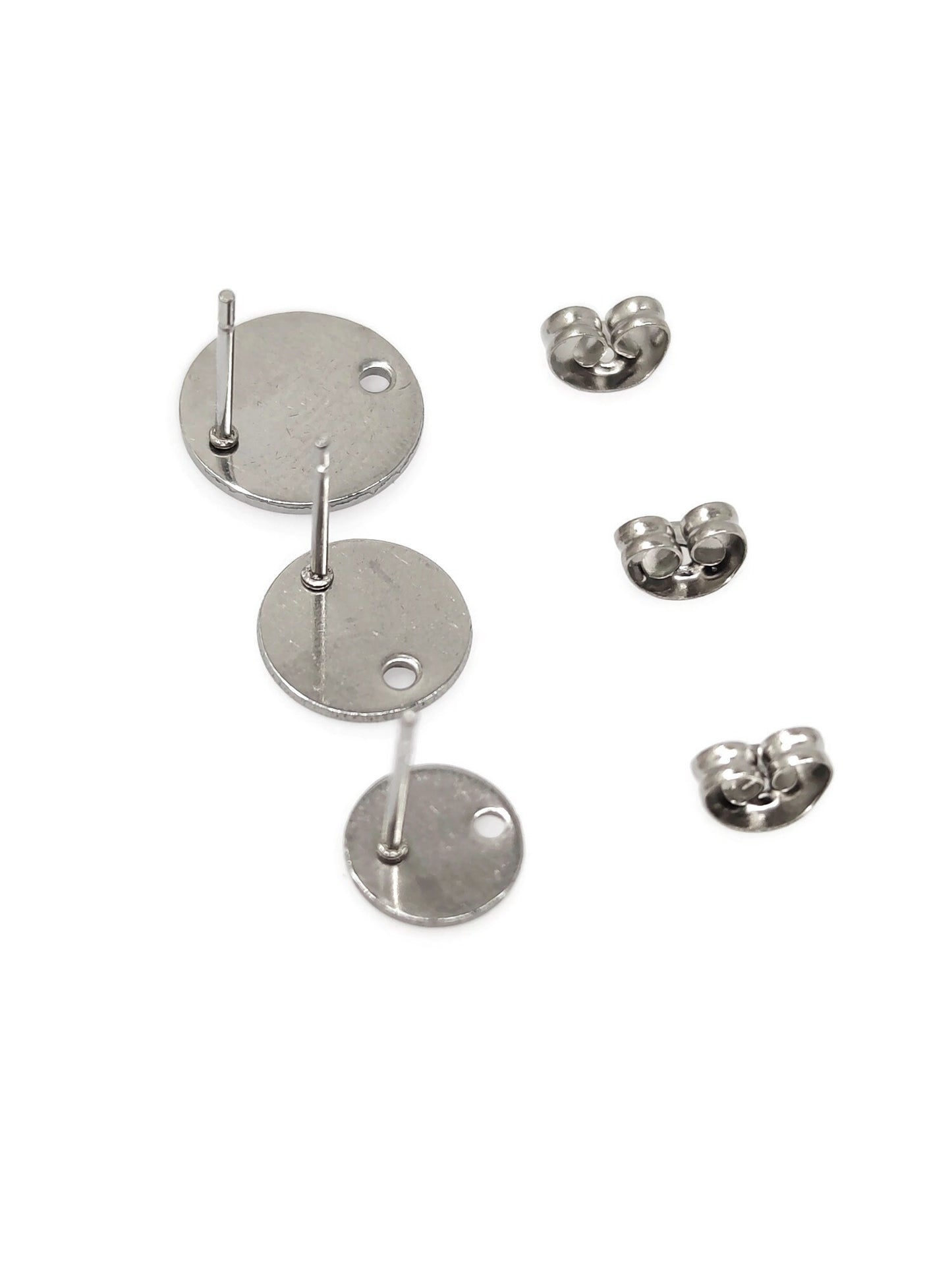 50pcs Stainless Steel 316L Round Disc with Hole Stud Earring Round Bezel Setting Blanks DIY Earring Jewelry Findings