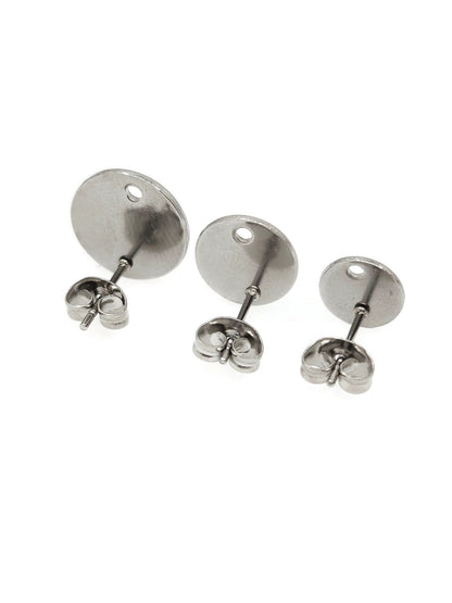 50pcs Stainless Steel 316L Round Disc with Hole Stud Earring Round Bezel Setting Blanks DIY Earring Jewelry Findings
