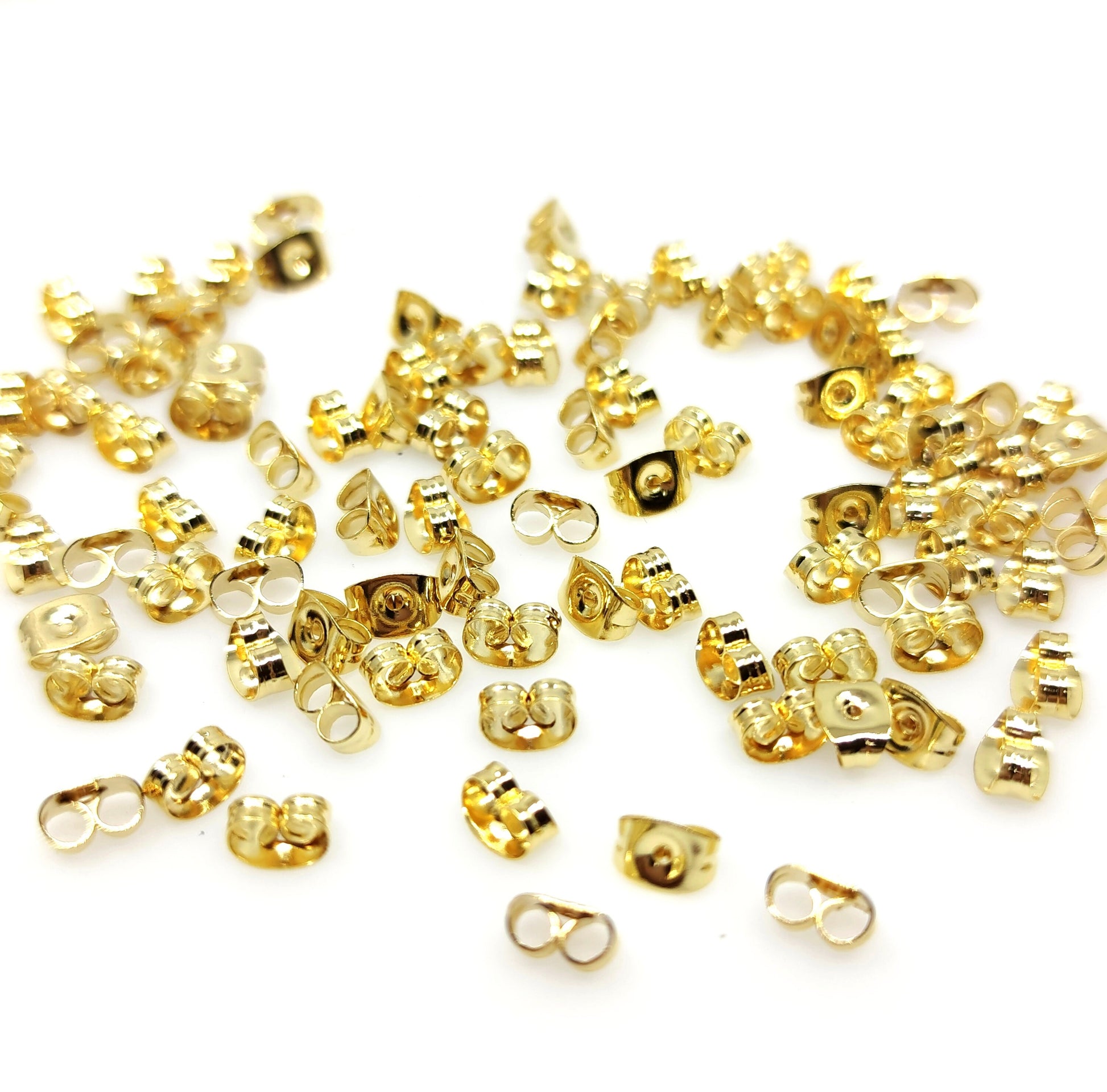 500pcs(250pairs) Surgical 316L Gold Plated Stainless Steel Butterfly Clasp Earring Backs Pierce Earring Nut