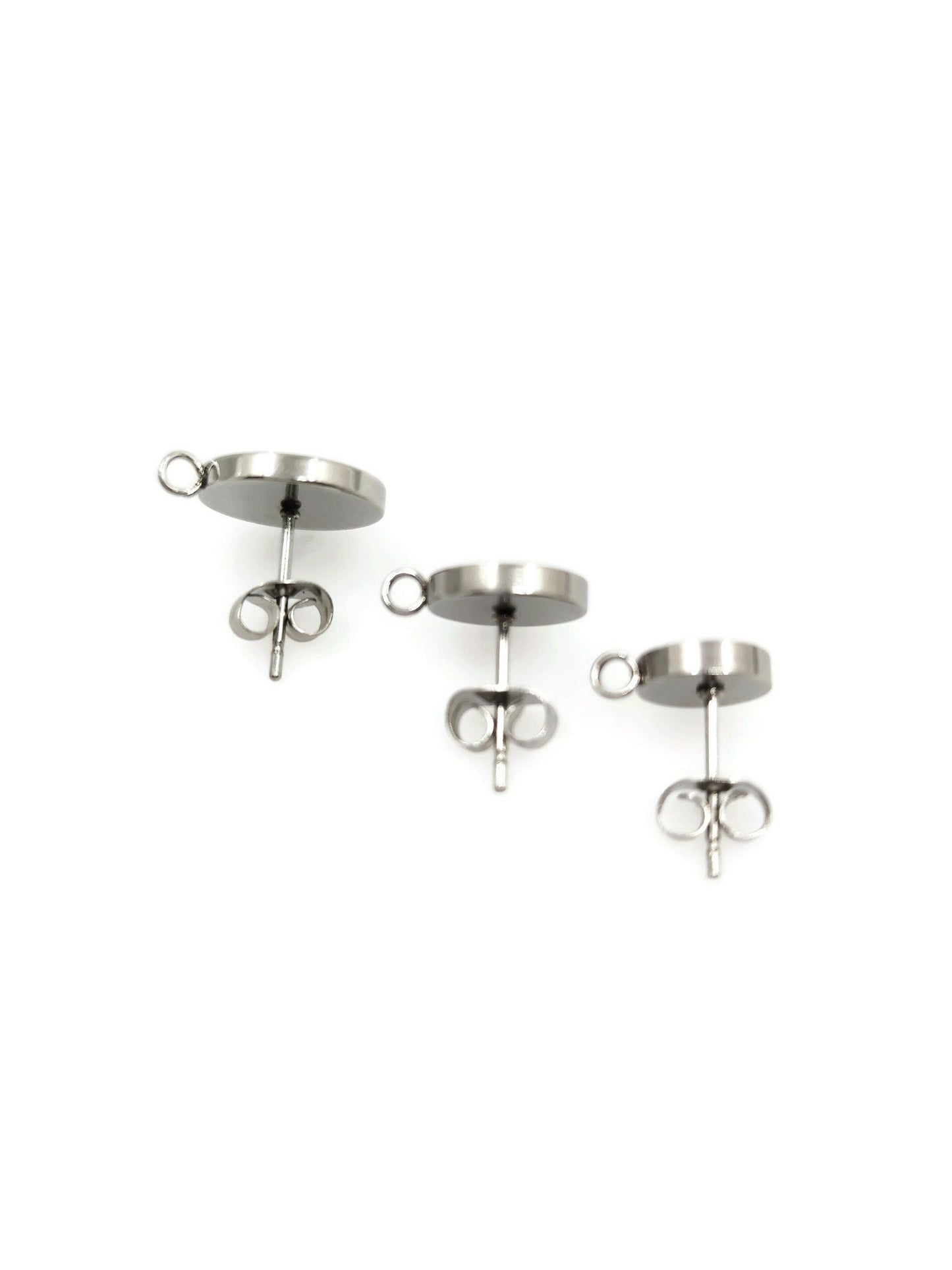 100pcs Stainless Steel 316L Thick Rim with loop Stud Earring Round Bezel Setting Blanks DIY Earring Jewelry Findings