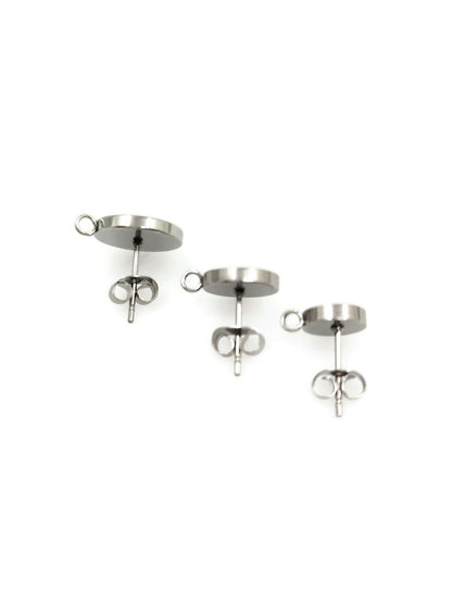 100pcs Stainless Steel 316L Thick Rim with loop Stud Earring Round Bezel Setting Blanks DIY Earring Jewelry Findings
