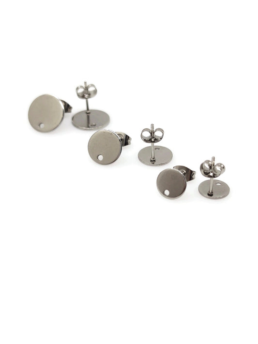 50pcs Stainless Steel 316L Round Disc with Hole Stud Earring Round Bezel Setting Blanks DIY Earring Jewelry Findings