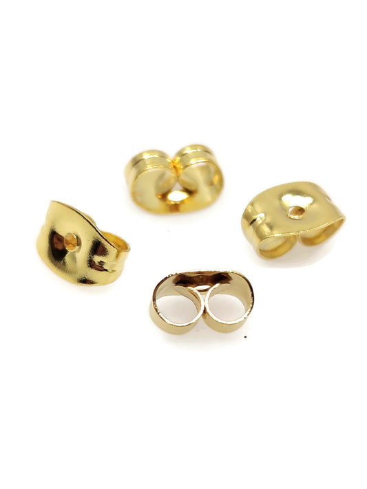 500pcs(250pairs) Surgical 316L Gold Plated Stainless Steel Butterfly Clasp Earring Backs Pierce Earring Nut