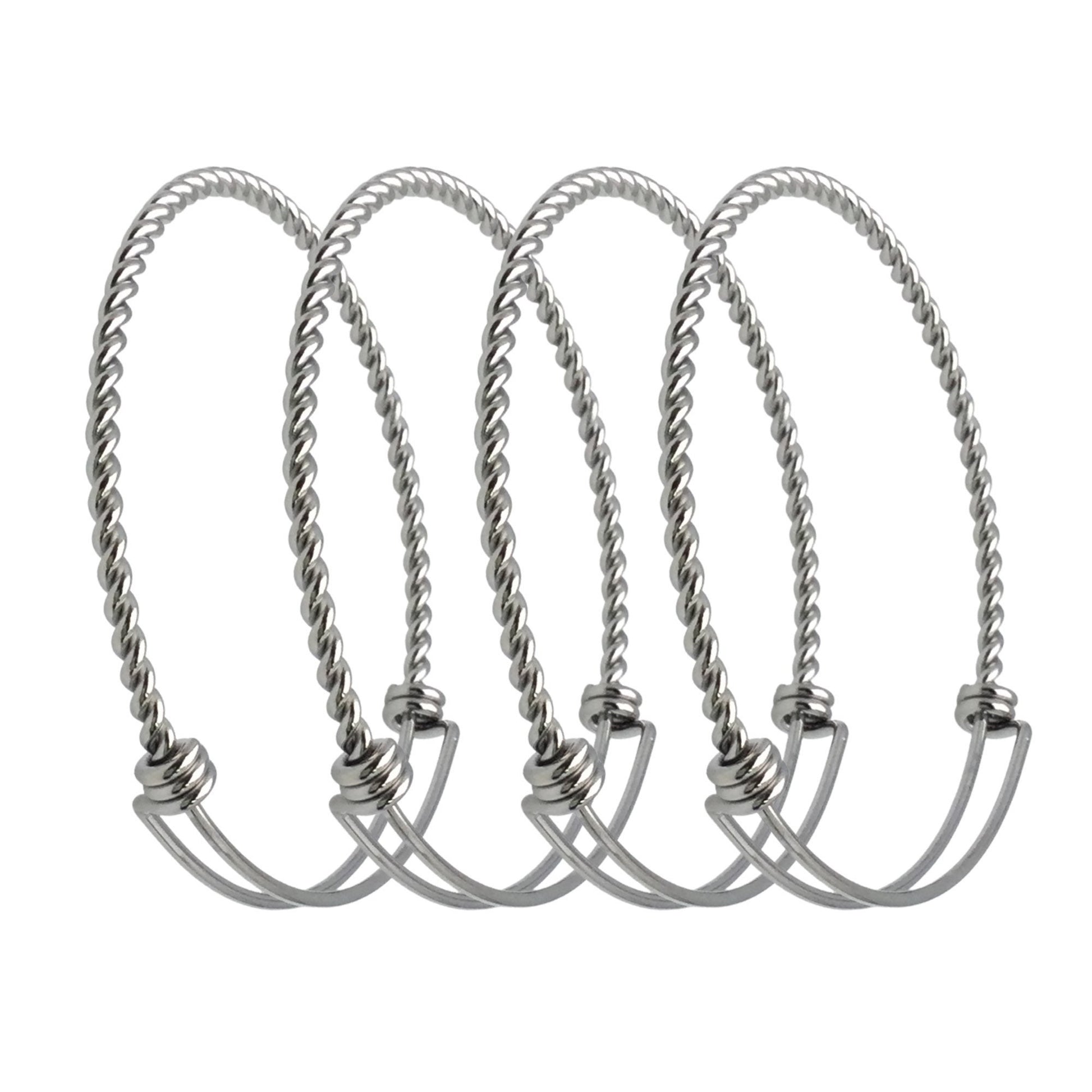 10 pcs Stainless Steel Adjustable Twist Wire Cable Blank Bangle Bracelet, 60mm 65mm Waterproof Stackable Bangles Wholesale