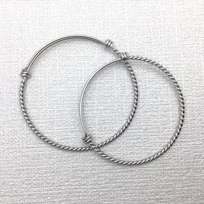 10 pcs Stainless Steel Adjustable Twist Wire Cable Blank Bangle Bracelet, 60mm 65mm Waterproof Stackable Bangles Wholesale