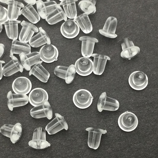 1000 pcs Silicone Earring Backs Soft Clear Plastic Safety Earring Pads Bullet Shape Clutch Stopper locking Ear studs French wire 4.5mm