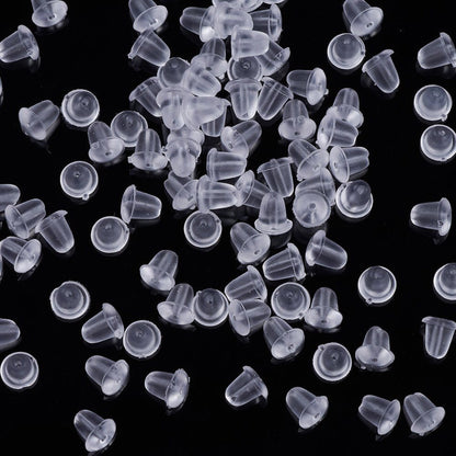 1000 pcs Silicone Earring Backs Soft Clear Plastic Safety Earring Pads Bullet Shape Clutch Stopper locking Ear studs French wire 4.5mm