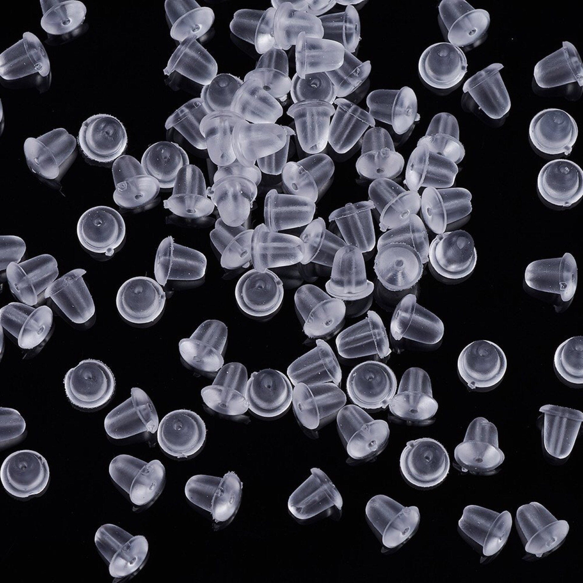 1000 pcs Silicone Earring Backs Soft Clear Plastic Safety Earring Pads Bullet Shape Clutch Stopper locking Ear studs French wire 4.5mm
