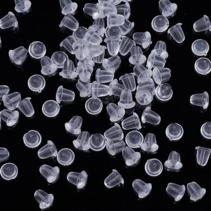 1000 pcs Silicone Earring Backs Soft Clear Plastic Safety Earring Pads Bullet Shape Clutch Stopper locking Ear studs French wire 4.5mm