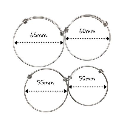 Bulk 50pcs Stainless Steel Adjustable Blank Bangle Bracelet for Jewelry Making, Waterproof Stackable Wire Bangles Wholesale Supplies