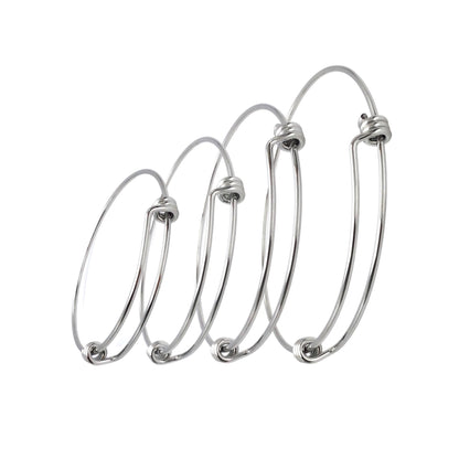 Bulk 50pcs Stainless Steel Adjustable Blank Bangle Bracelet for Jewelry Making, Waterproof Stackable Wire Bangles Wholesale Supplies