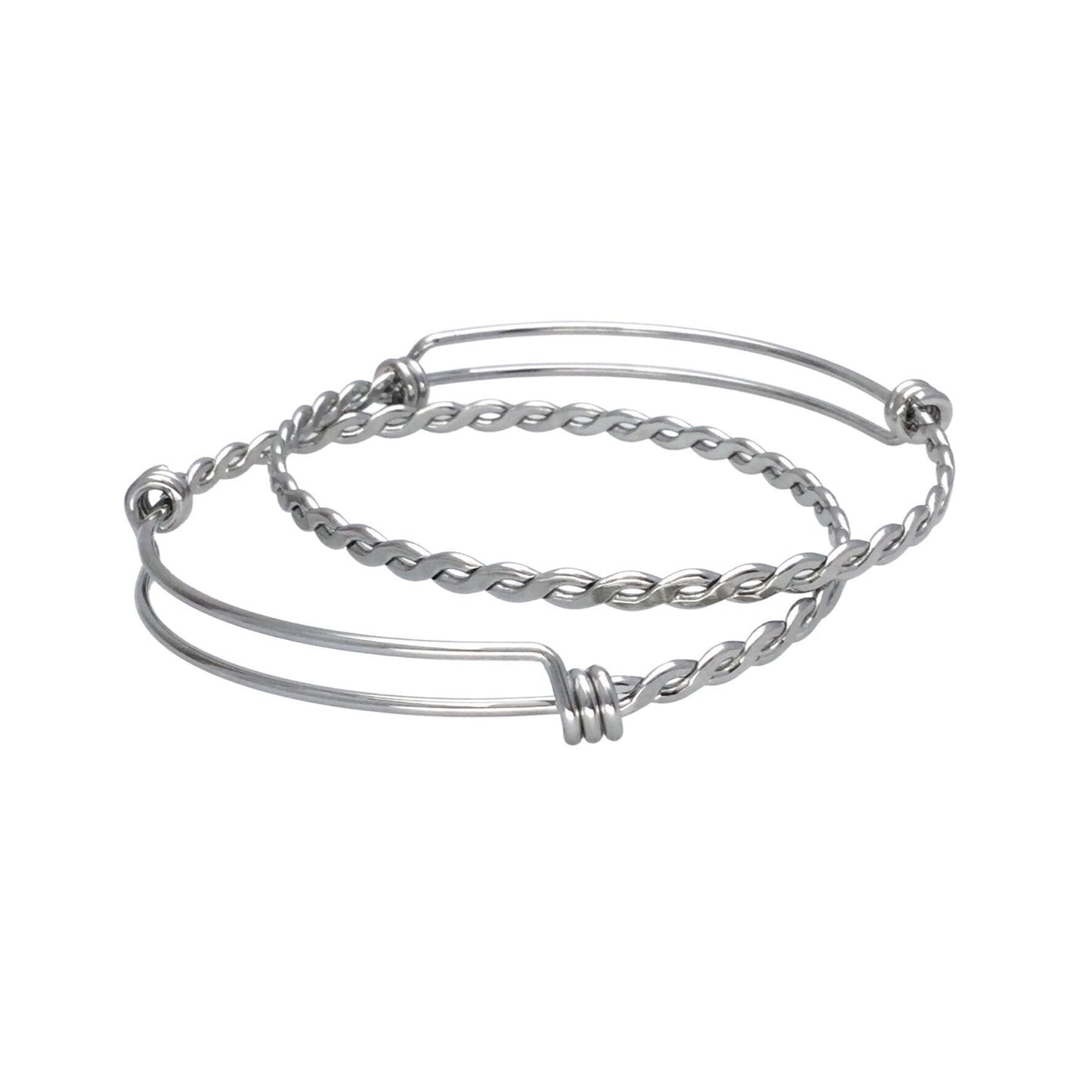 Bulk 50pcs 3.5mm Braided Stainless Steel Adjustable Blank Bangle Bracelet, Heavy Duty Waterproof Stackable Bangles Wholesale Supplies