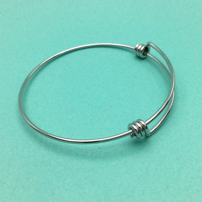 Bulk 50pcs Stainless Steel Adjustable Blank Bangle Bracelet for Jewelry Making, Waterproof Stackable Wire Bangles Wholesale Supplies