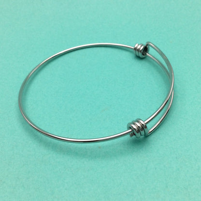 Bulk 50pcs Stainless Steel Adjustable Blank Bangle Bracelet for Jewelry Making, Waterproof Stackable Wire Bangles Wholesale Supplies