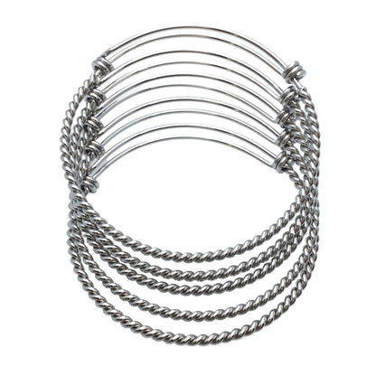 10 pcs Stainless Steel Adjustable Twist Wire Cable Blank Bangle Bracelet, 60mm 65mm Waterproof Stackable Bangles Wholesale