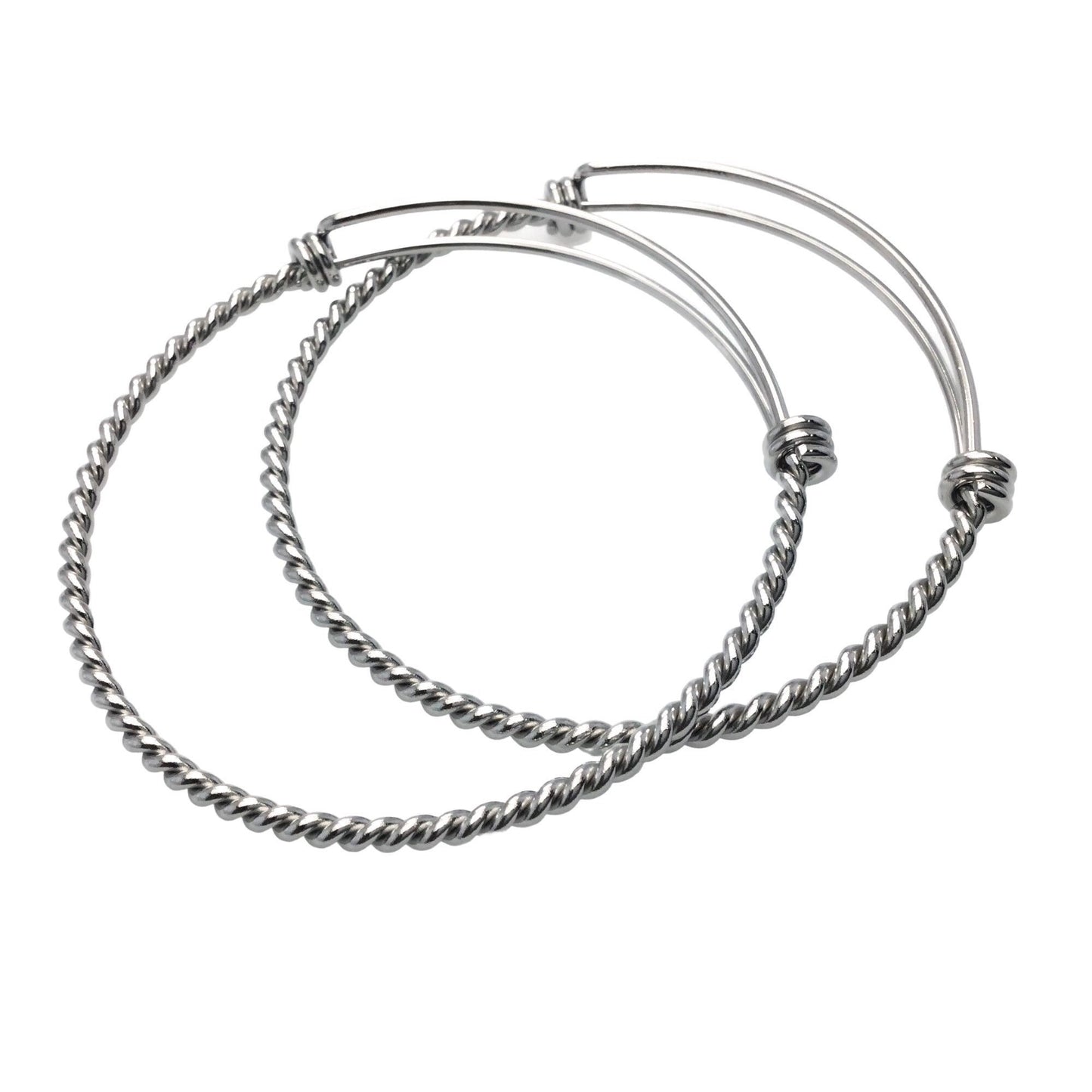 10 pcs Stainless Steel Adjustable Twist Wire Cable Blank Bangle Bracelet, 60mm 65mm Waterproof Stackable Bangles Wholesale