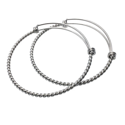10 pcs Stainless Steel Adjustable Twist Wire Cable Blank Bangle Bracelet, 60mm 65mm Waterproof Stackable Bangles Wholesale