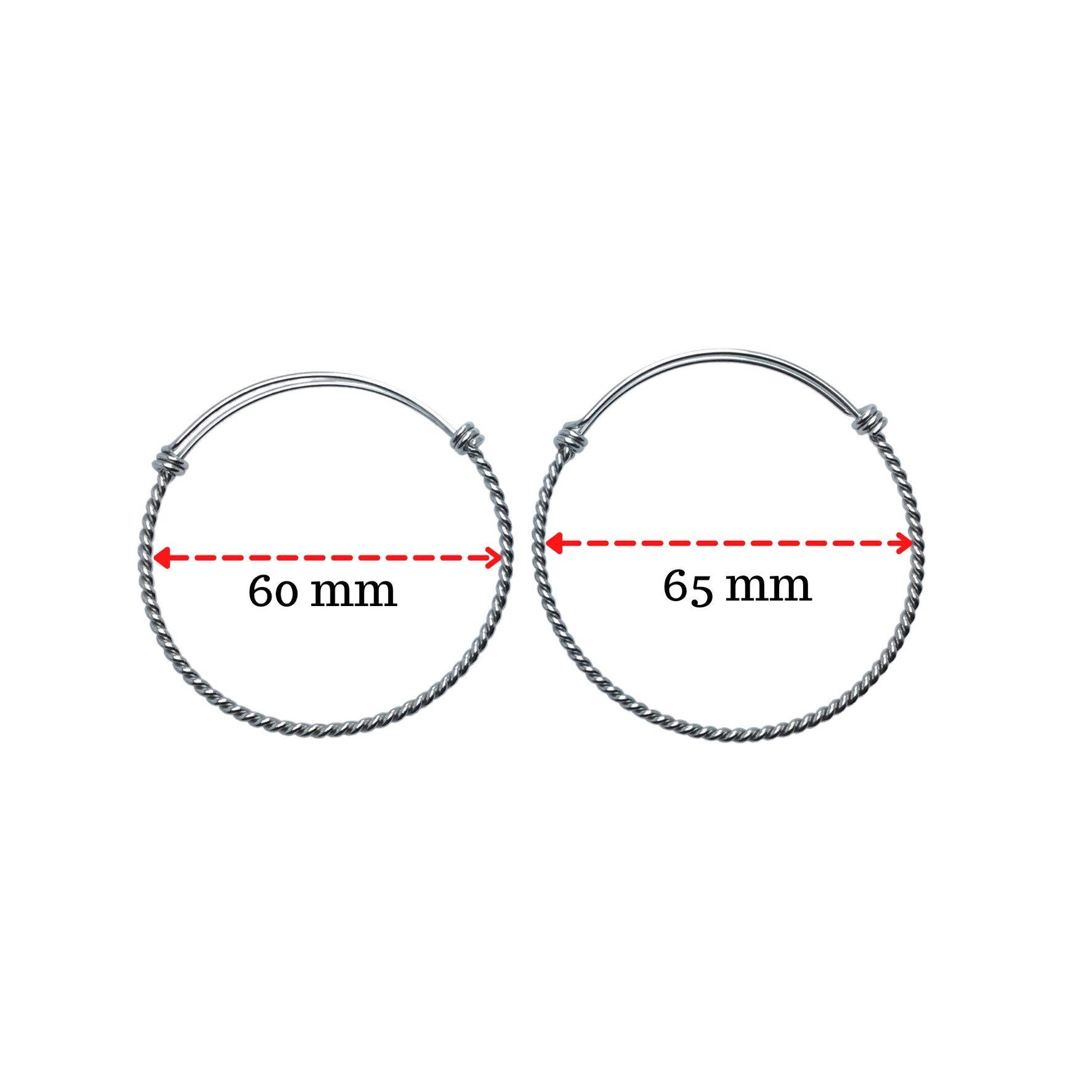 10 pcs Stainless Steel Adjustable Twist Wire Cable Blank Bangle Bracelet, 60mm 65mm Waterproof Stackable Bangles Wholesale