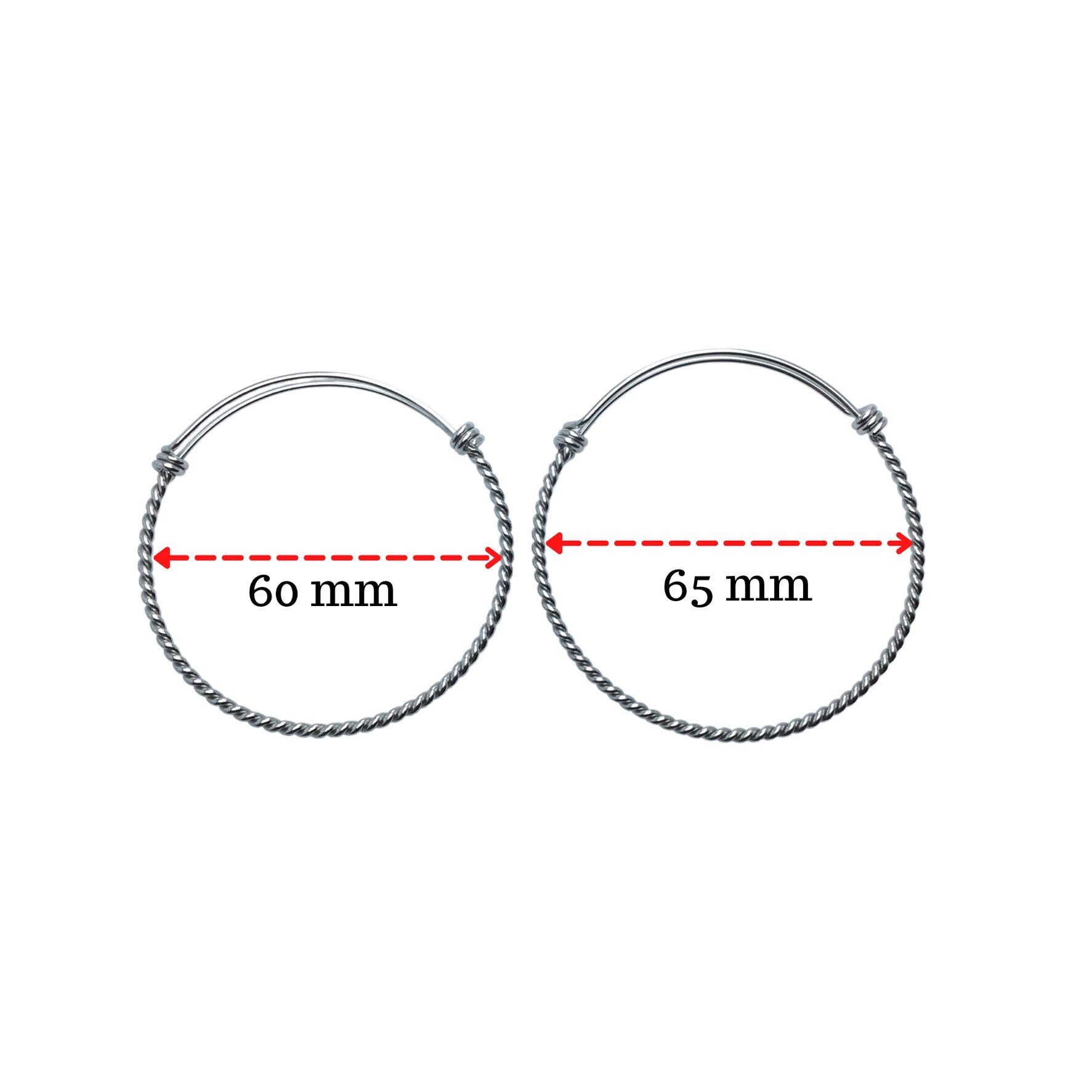 10 pcs Stainless Steel Adjustable Twist Wire Cable Blank Bangle Bracelet, 60mm 65mm Waterproof Stackable Bangles Wholesale
