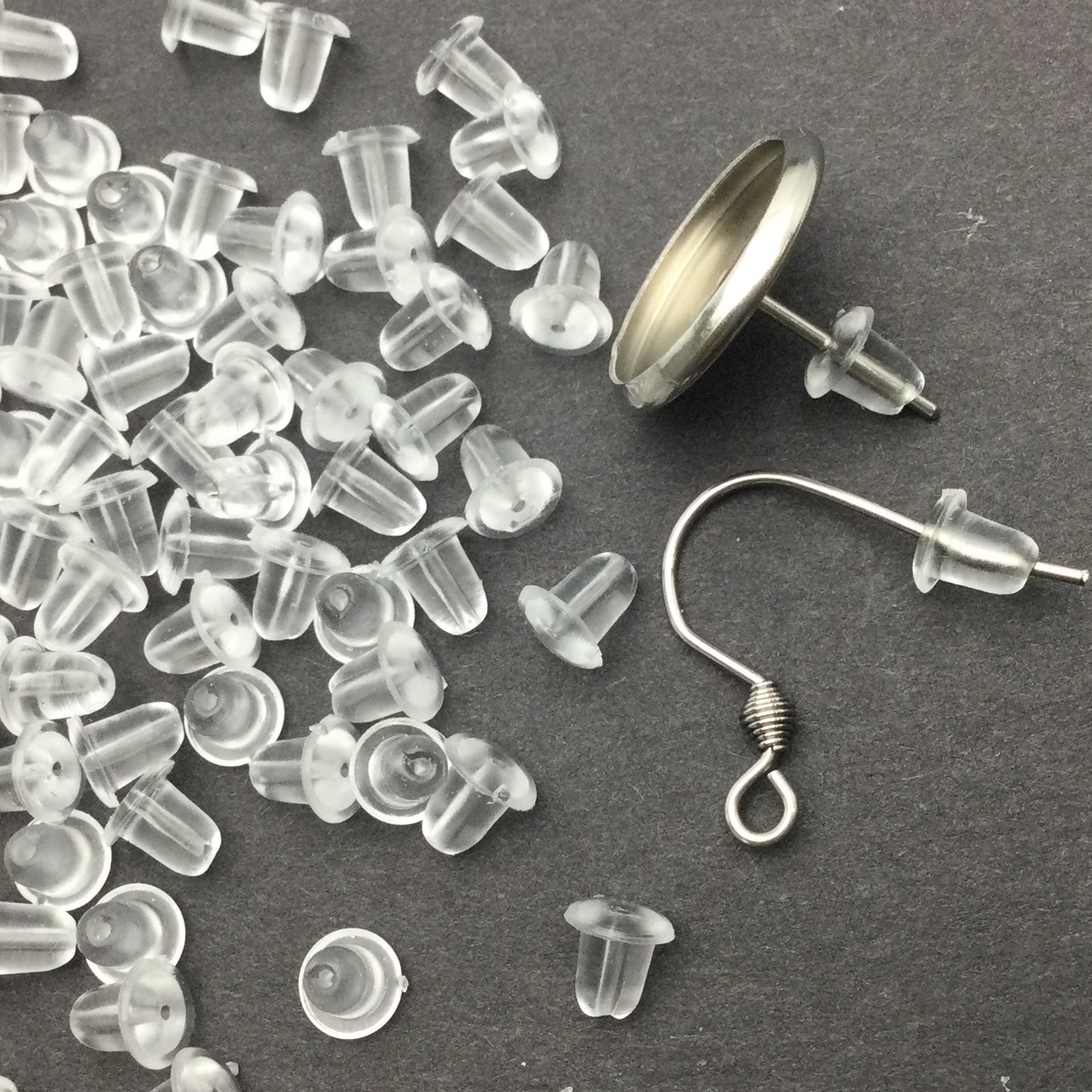 1000 pcs Silicone Earring Backs Soft Clear Plastic Safety Earring Pads Bullet Shape Clutch Stopper locking Ear studs French wire 4.5mm